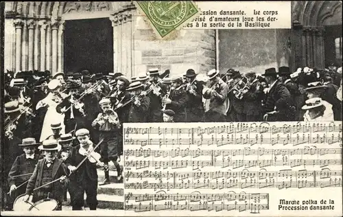 Lied Ak Echternach Luxemburg, Procession dansante, Corps de Musique, Basilique, Marsch Polka