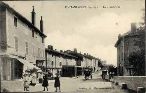 Ak Pontanevaux La Chapelle-de-Guinchay Saône et Loire, La Grande Rue