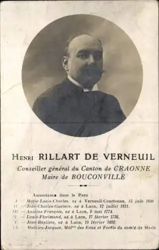 Ak Bouconville Vauclair Aisne, Henri Rillart de Verneuil, Maire