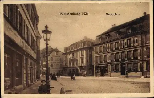 Ak Wissembourg Weißenburg Elsass Bas Rhin, Marktplatz