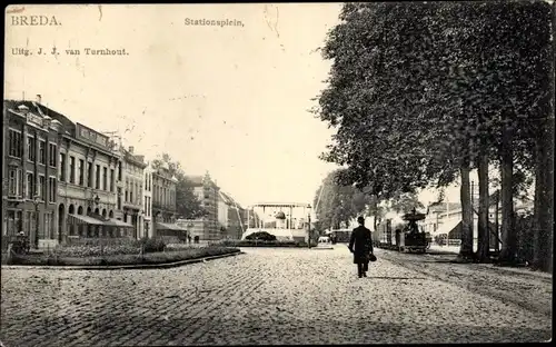 Ak Breda Nordbrabant Niederlande, Stationsplein