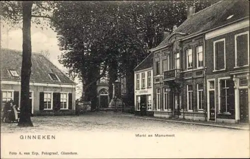 Ak Ginneken en Bavel Nordbrabant, Markt en Monument