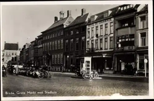 Ak Breda Nordbrabant Niederlande, Grote Markt met Stadhuis