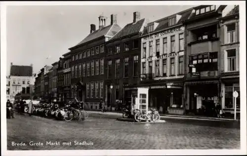 Ak Breda Nordbrabant Niederlande, Grote Markt met Stadhuis