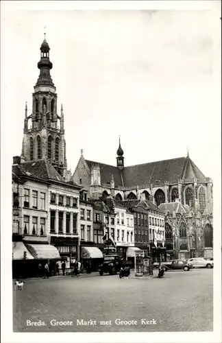 Ak Breda Nordbrabant Niederlande, Groote Markt, Groote Kerk