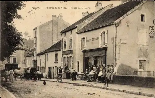 Ak Jussey Haute Saône, L'Entree de la Ville, Route de la Gare