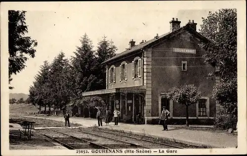 Ak Gouhenans Haute Saône, Interieur de la Gare