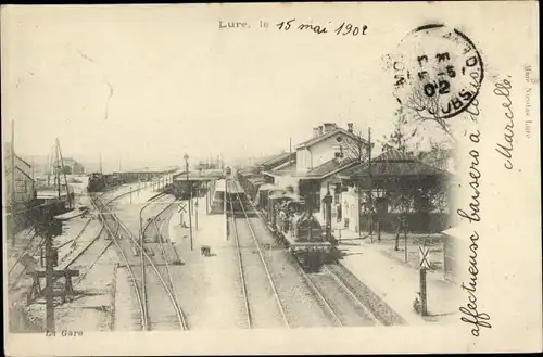 Ak Lure Haute Saône, Interieur de la Gare