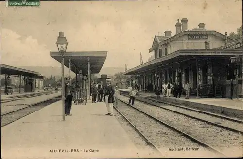 Ak Aillevillers Haute Saône, Interieur de la Gare