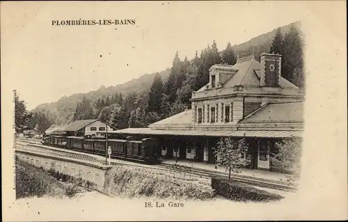 Ak Plombières les Bains Lothringen Vosges, La Gare