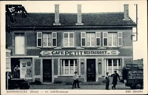 Ak Bannoncourt Meuse, Café Restaurant Petit