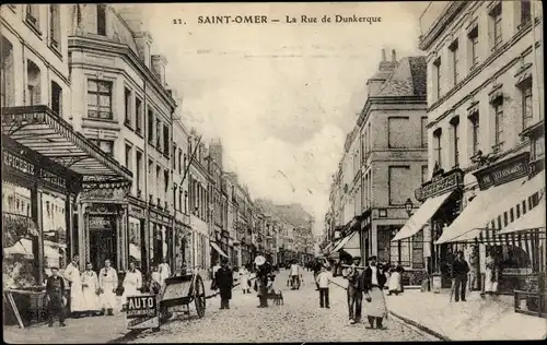 Ak Saint Omer Pas de Calais, Rue de Dunkerque, Geschäfte