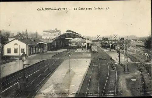 Ak Chalons sur Marne, La Gare, Gleisansicht