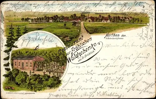 Litho Northen Gehrden bei Hannover, Restaurant zur Fröhlichen Waldschenke, Ortsansicht