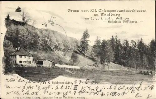 Ak Kraiburg am Inn Oberbayern, XII Chiemgaubundesschießen 1901, Schiesstätte