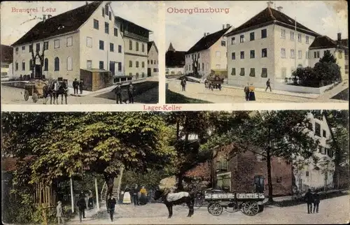 Ak Obergünzburg im Allgäu, Brauerei Lenz, Lager Keller, Bierkutsche