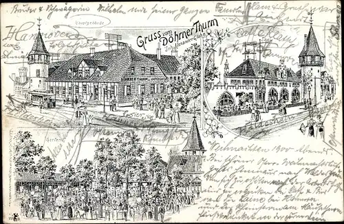 Litho Südstadt Hannover in Niedersachsen, Döhrener Turm, Gasthaus