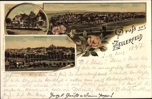 Litho Clausthal Zellerfeld im Oberharz, Hotel Deutsches Haus, Ortsansichten