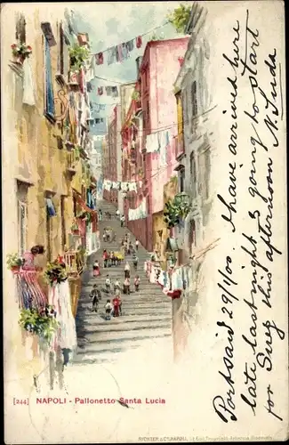 Litho Napoli Neapel Campania, Pallonetto Santa Lucia