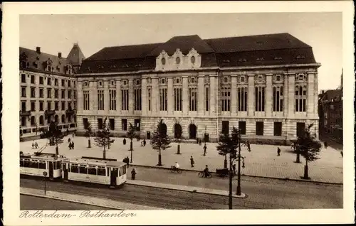 Ak Rotterdam Südholland Niederlande, Postkantoor, Straßenbahn