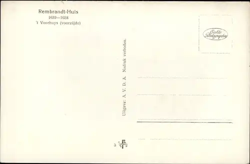 Ak Amsterdam Nordholland Niederlande, Het Rembrandthuis, 't Voorhuys