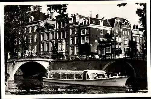 Ak Amsterdam Nordholland, Heerengracht, Boot Aemstel