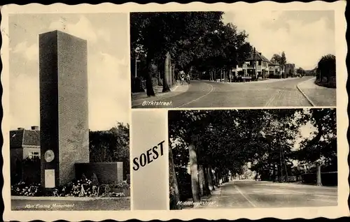 Ak Soest Utrecht Niederlande, KOn. Emma Monument, Birktstraat