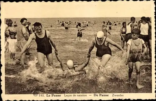 Ak La Panne De Panne Westflandern, Lecon de natation