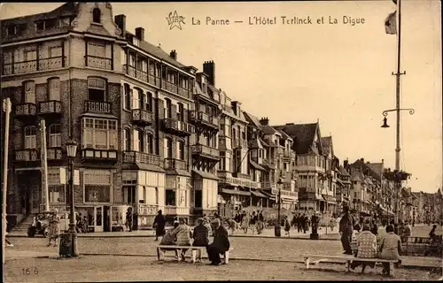 Ak La Panne De Panne Westflandern, L'Hotel Terlinck et La Digue