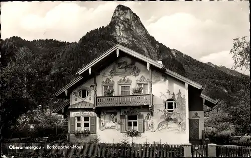 Ak Oberammergau in Oberbayern, Rotkäppchenhaus mit Kofel
