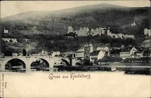Ak Heidelberg am Neckar, Panorama, Brücke