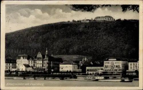 Ak Königswinter am Rhein, Panorama mit Petersberg