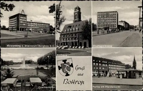 Ak Bottrop im Ruhrgebiet, Pferdemarkt, Rathaus, Stadtsparkasse, Verwaltung Rheinstahl Bergbau AG