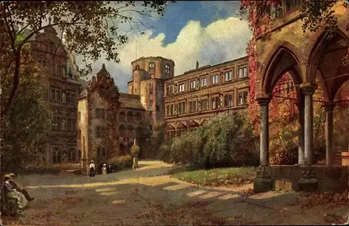 Künstler Ak Hoffmann, H., Heidelberg am Neckar, Schlosshof