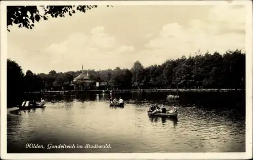 Ak Hilden im Rheinland, Gondelteich im Stadtwald, Boote