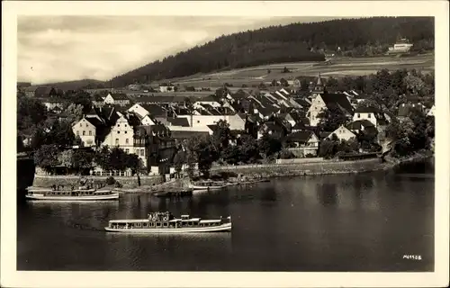 Ak Saalburg Ebersdorf in Thüringen, Am Stausee der Bleiloch-Saaletalsperre, Partie mit der Fähre