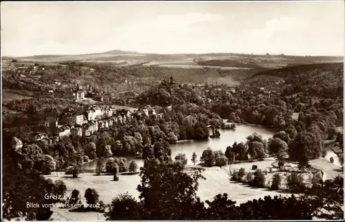 Ak Greiz Thüringen, Blick auf den Ort vom Weissen Kreuz