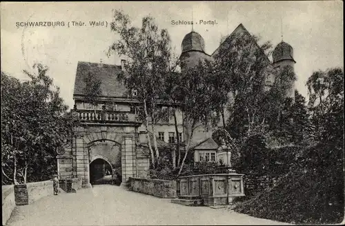 Ak Schwarzburg in Thüringen, Schloss-Portal