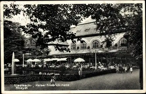 Ak Rheydt Mönchengladbach am Niederrhein, Kaiser-Friedrich-Halle, Terrasse, Fontäne