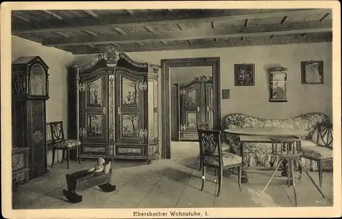 Ak Bautzen in der Oberlausitz, Stadtmuseum, Ebersbacher Wohnstube 1.,  Wiege