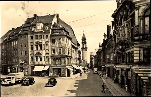 Ak Bautzen in der Lausitz, Hauptmarkt, Autos, Reichenturm