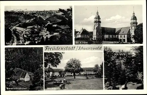 Ak Freudenstadt im Nordschwarzwald, Bärenschlößchen, Ev. Kirche, Marktplatz