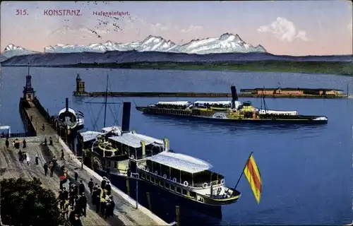 Ak Konstanz am Bodensee, Hafeneinfahrt