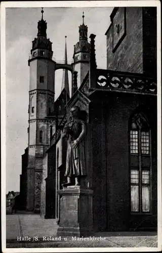 Ak Halle an der Saale, Roland und Marienkirche