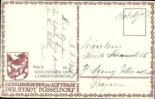 Ak Düsseldorf am Rhein, Schlossturm und Lambertuskirche, Marktstände