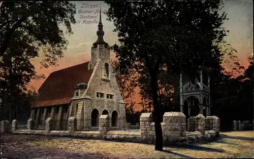 Ak Lützen im Burgenlandkreis, Gustav Adolf Denkmal und Kapelle