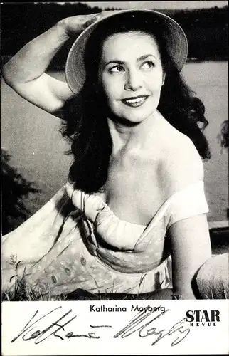 Ak Schauspielerin Katharina Mayberg, Portrait, Autogramm, Hut