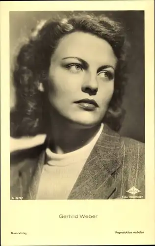 Ak Schauspielerin Gerhild Weber, Portrait, Ross Verlag A 3279 1
