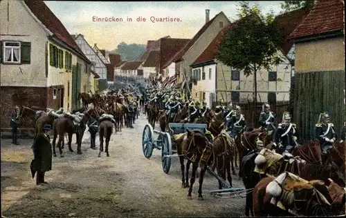 Ak Deutsche Soldaten in Uniformen, Einrücken in die Quartiere