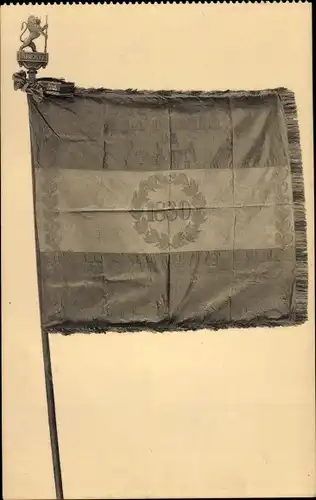 Ak Thuin Wallonien Hennegau, Drapeu remis a la Ville par Roi Leopold 1er, Compagnie des Volontaires